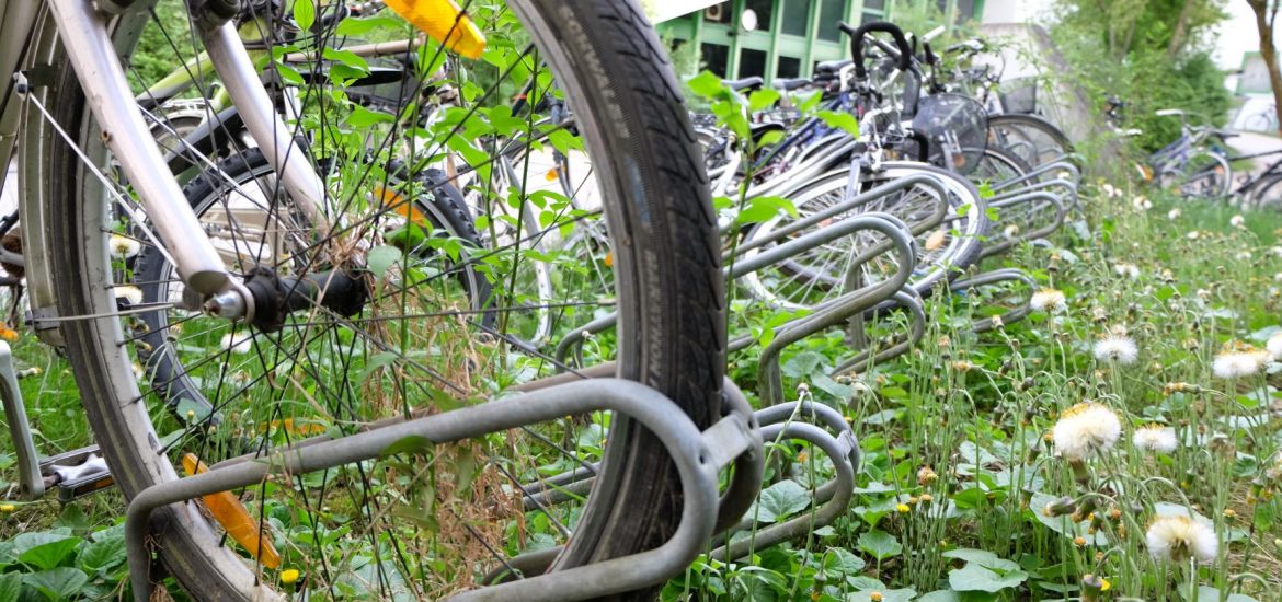 Der FahrradFriedhof vor dem Wohnheim Lautschrift